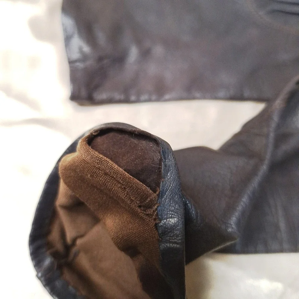 Warm Women's Black Leather Gloves with all cotton‎ lining size 6.5 (6-1/2)